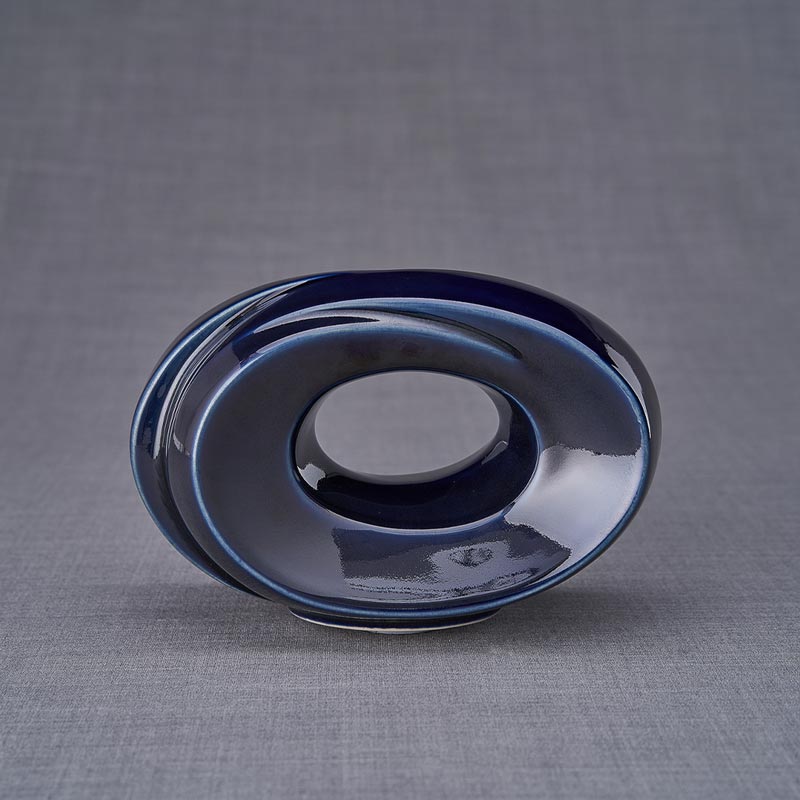 The Passage Ashes Keepsake Urn in Metallic Blue Rear View