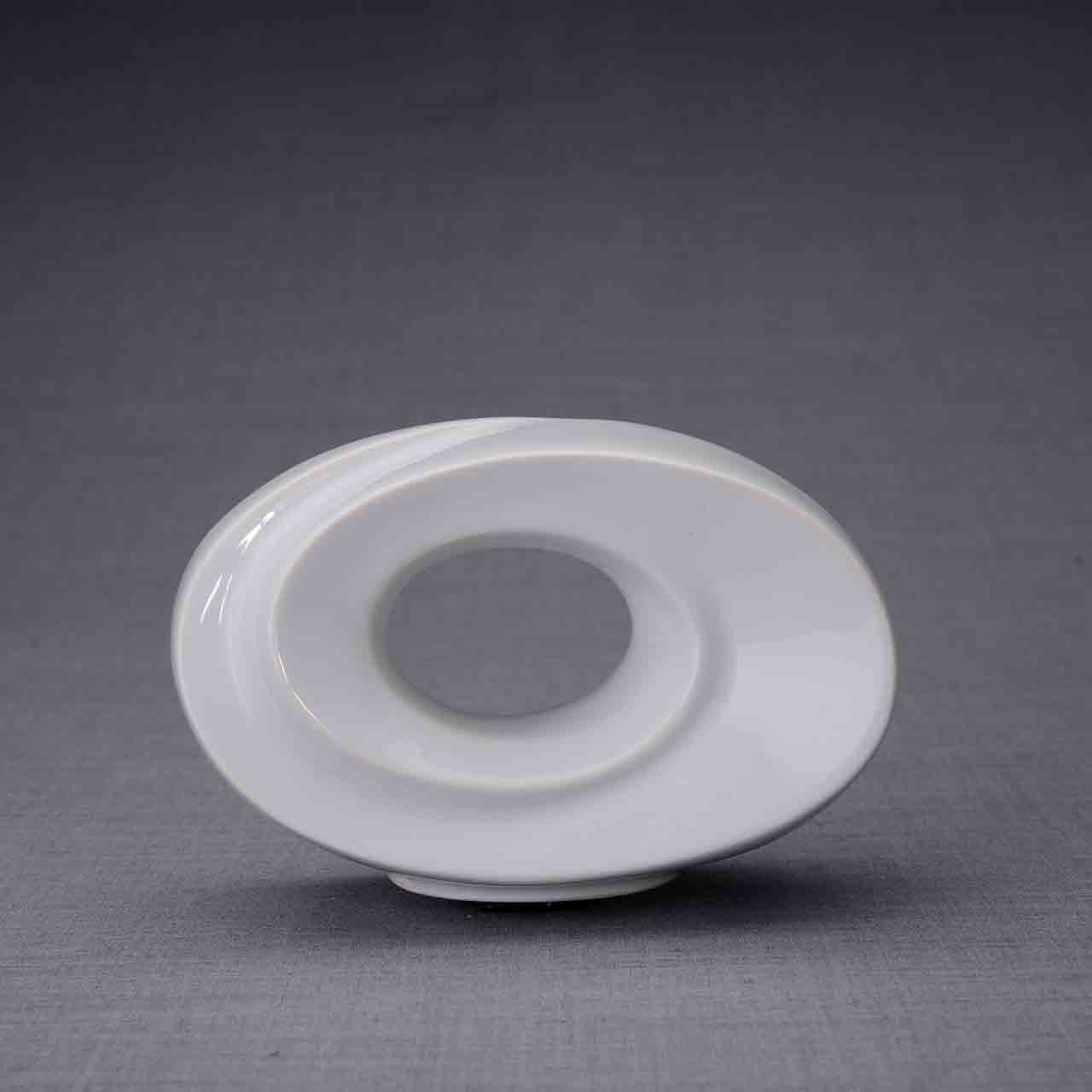 The Passage Ashes Keepsake Urn in White Front Facing Dark Background