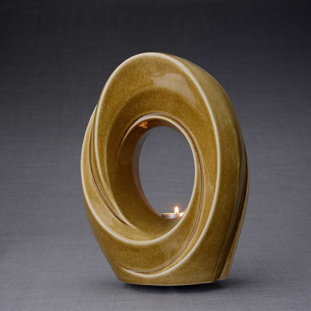 The Passage Cremation Urn for Ashes in Dark Sand Turned Left Dark Background