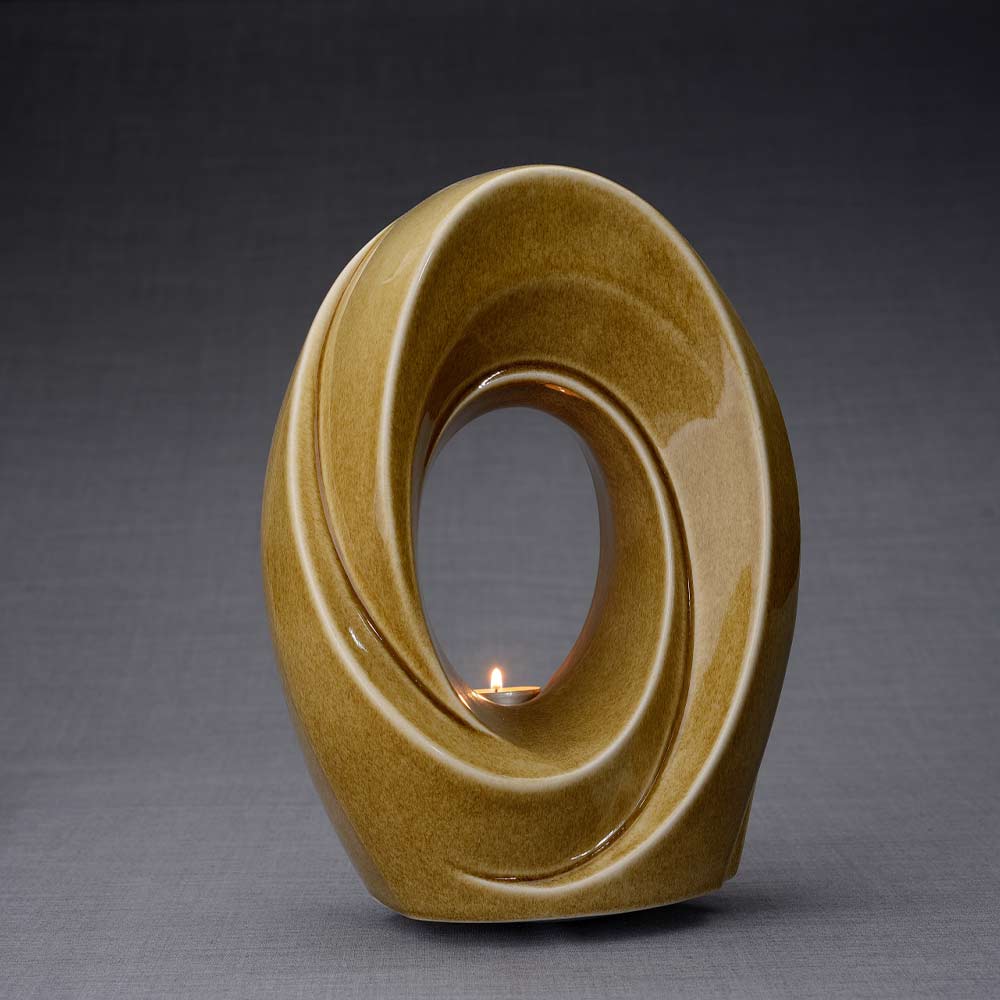 The Passage Cremation Urn for Ashes in Dark Sand Turned Right Dark Background