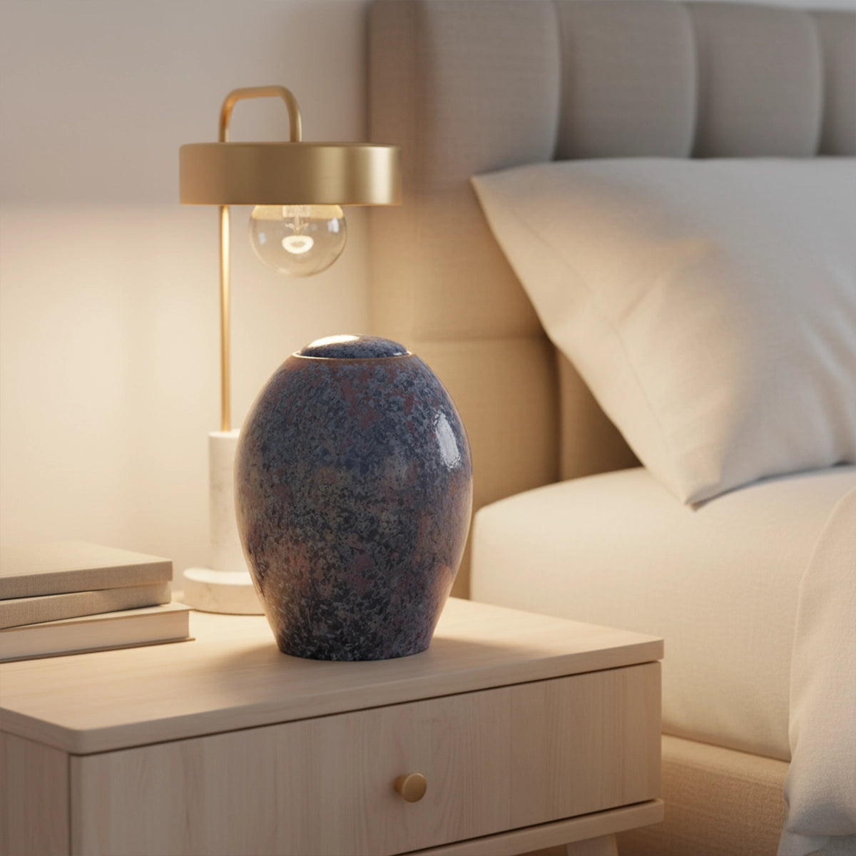 Violet Blue Crystalline Glazed Cremation Urn for Ashes