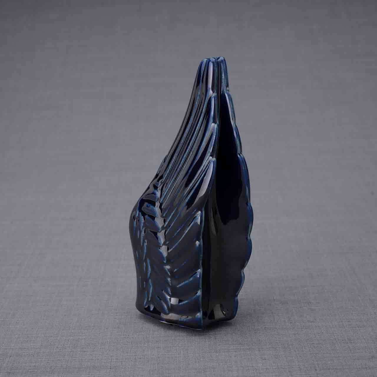 Wings Ashes Keepsake Urn in Metallic Blue Dark Background