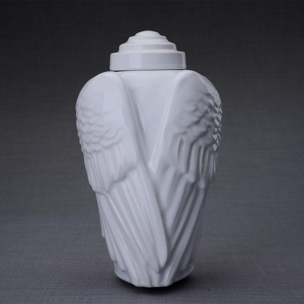 Wings Cremation Urn for Ashes in White Dark Background