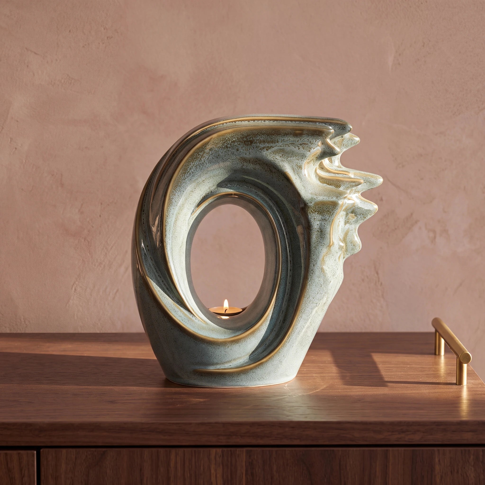Zephyr Adult Cremation Urn for Ashes in Oily Green