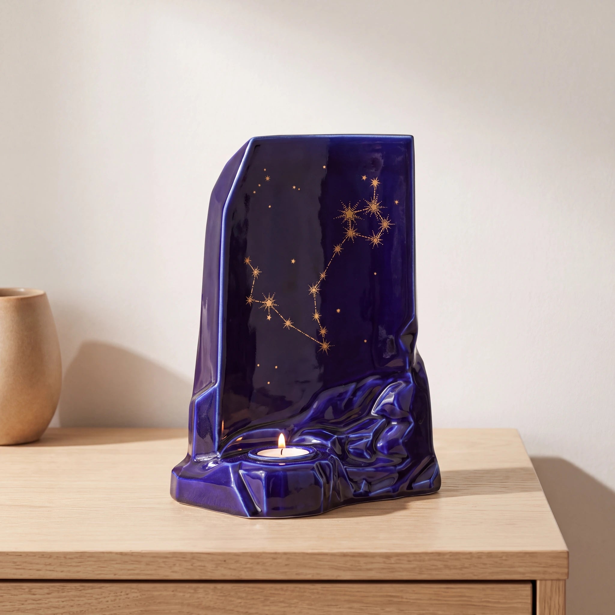 Zodiac-Pisces-Adult-Cremation-Urn-for-Ashes-Oak-Console