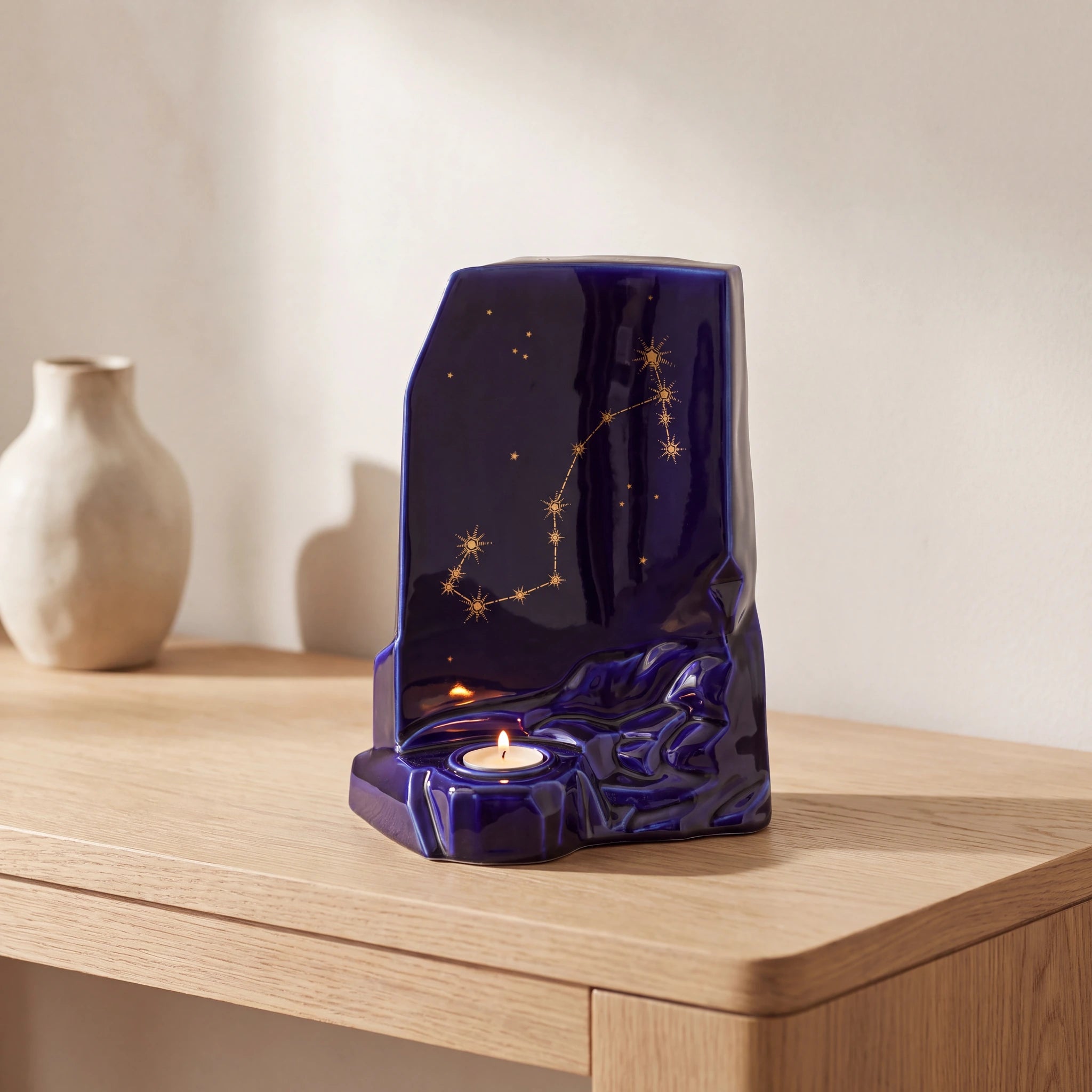 Zodiac-Scorpio-Adult-Cremation-Urn-for-Ashes-Oak-Console
