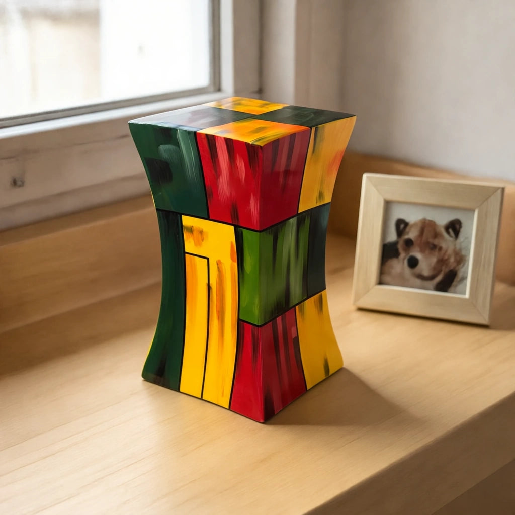 Abstract Fibreglass Adult Cremation Urn for Ashes in Multicolour