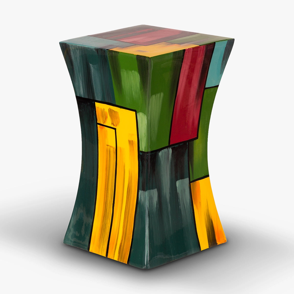 abstract fibreglass small urn for ashes in multicolour