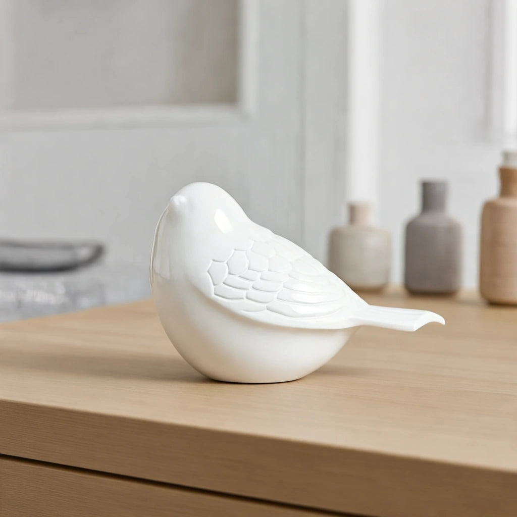 Bird Keepsake Urn for Ashes in White