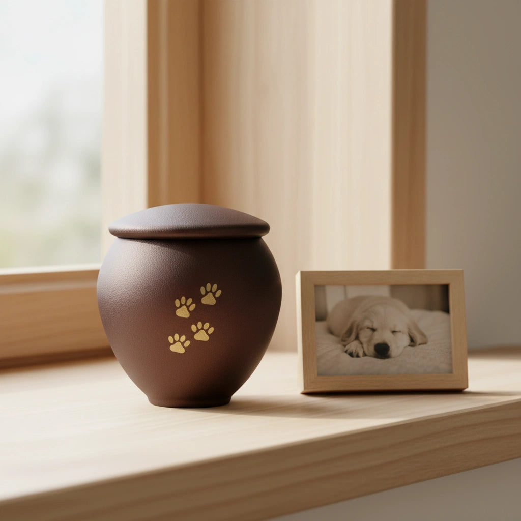 Bronze & Gold Pawprints Pet Urn for Ashes - Small