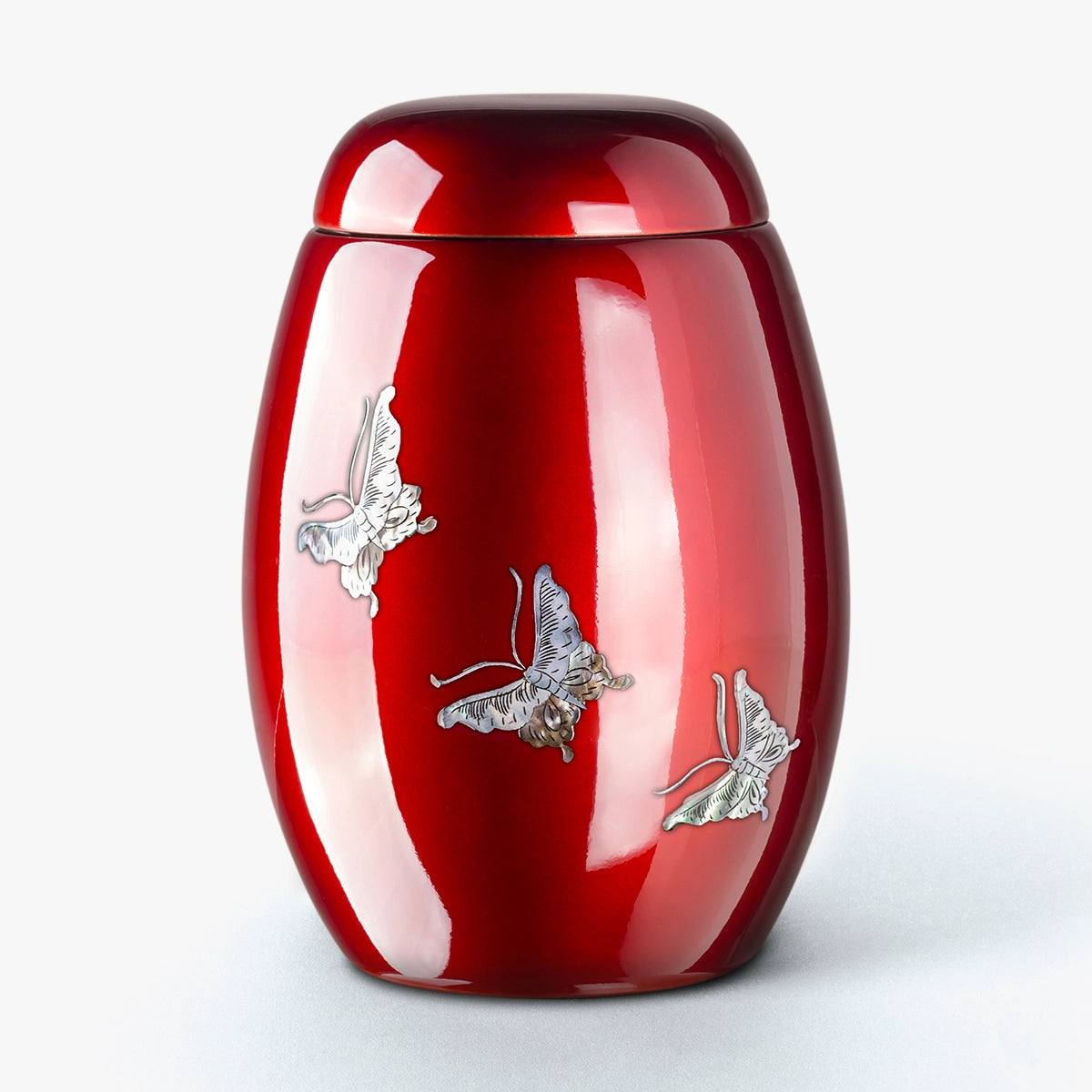 butterfly fibreglass adult cremation urn for ashes in ruby red