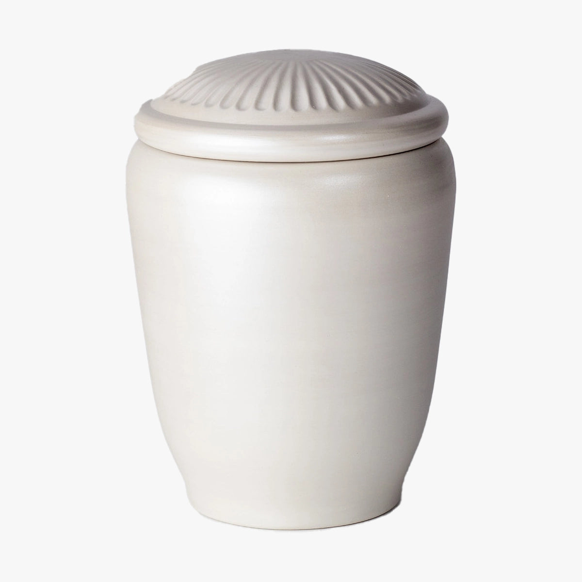 classic adult biodegradable urn for ashes with ivory fluted lid