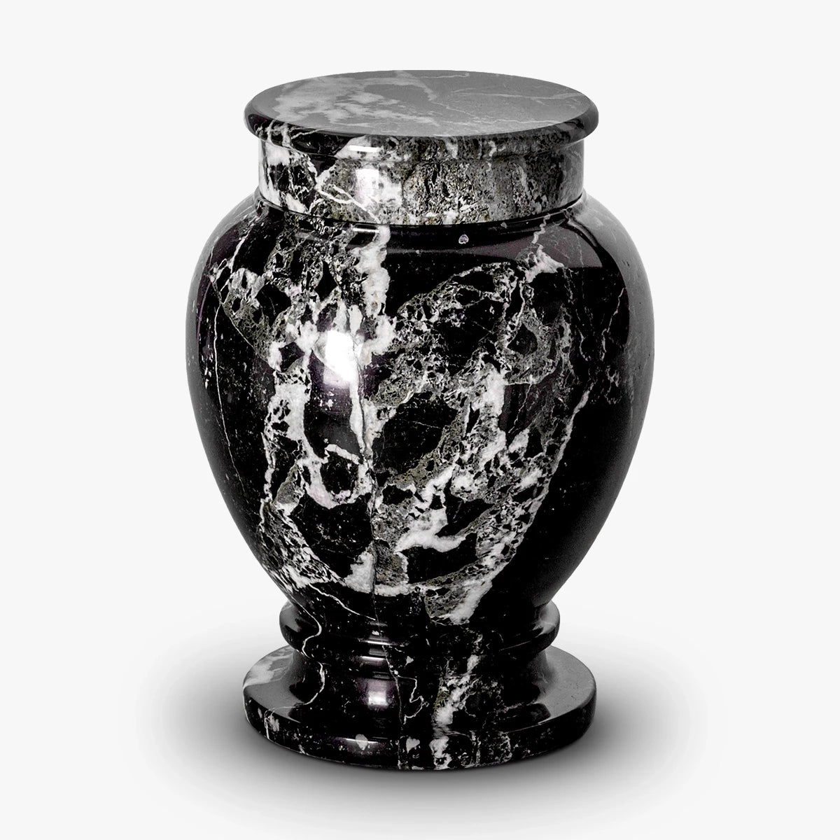 classic marble adult cremation urn for ashes in black white