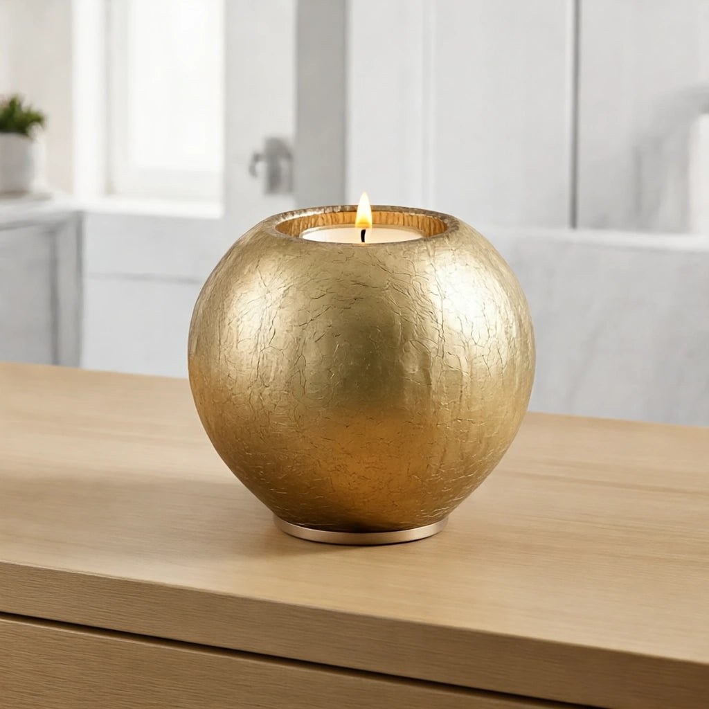 Crystal Candle Small Urn for Ashes in Gold