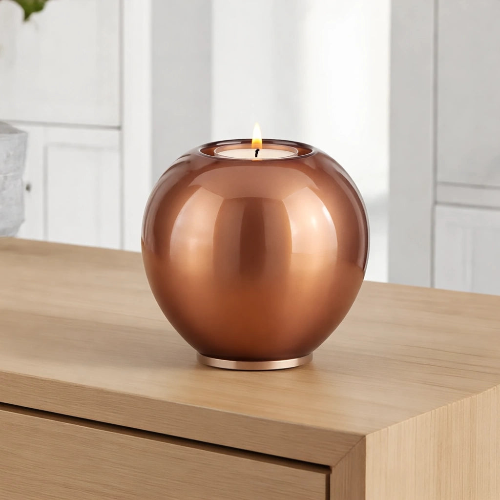 Crystal Candle Small Urn for Ashes in Rose Gold