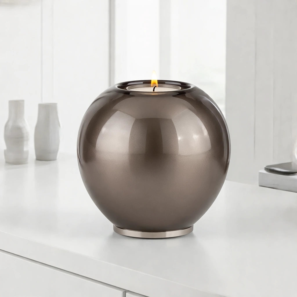 Crystal Candle Small Urn for Ashes in Titanium Grey