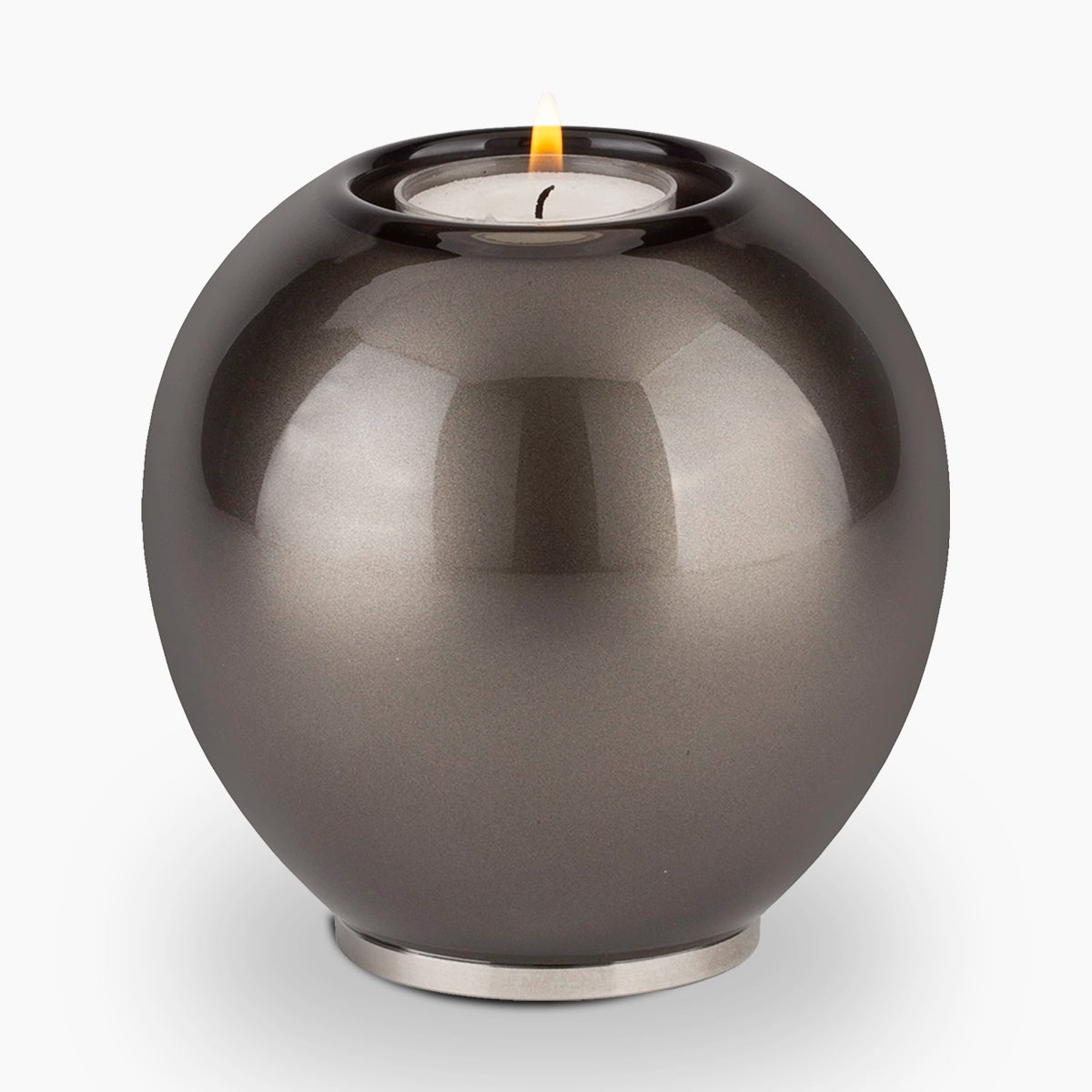 crystal candle small urn for ashes in titanium grey