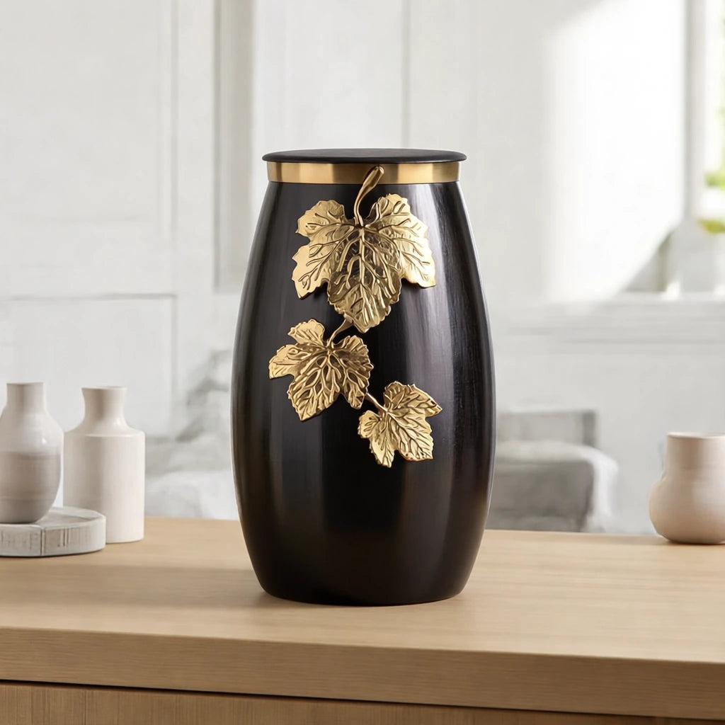Eternal Vine Metal Adult Cremation Urn for Ashes in Grey and Gold