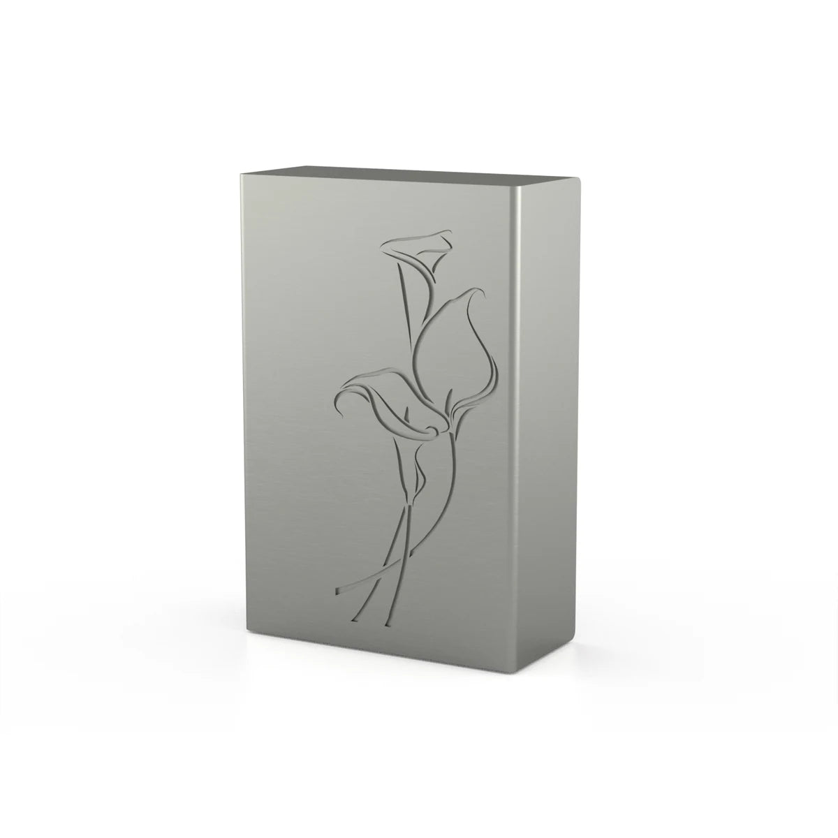 Floral Lily Adult Cremation Urn for Ashes in Stainless Steel