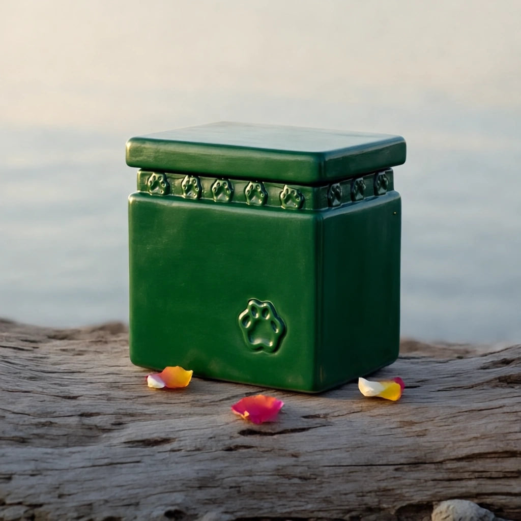 Gentle Pawprints Biodegradable Pet Urn for Ashes in Green