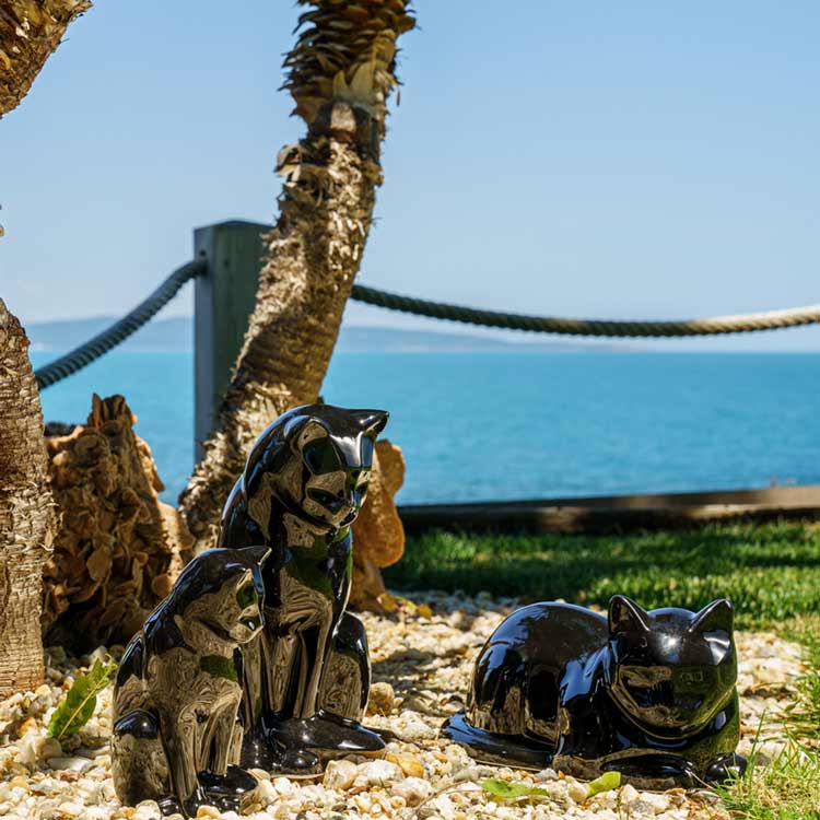 Glossy Black Cat Urns For Ashes Outside