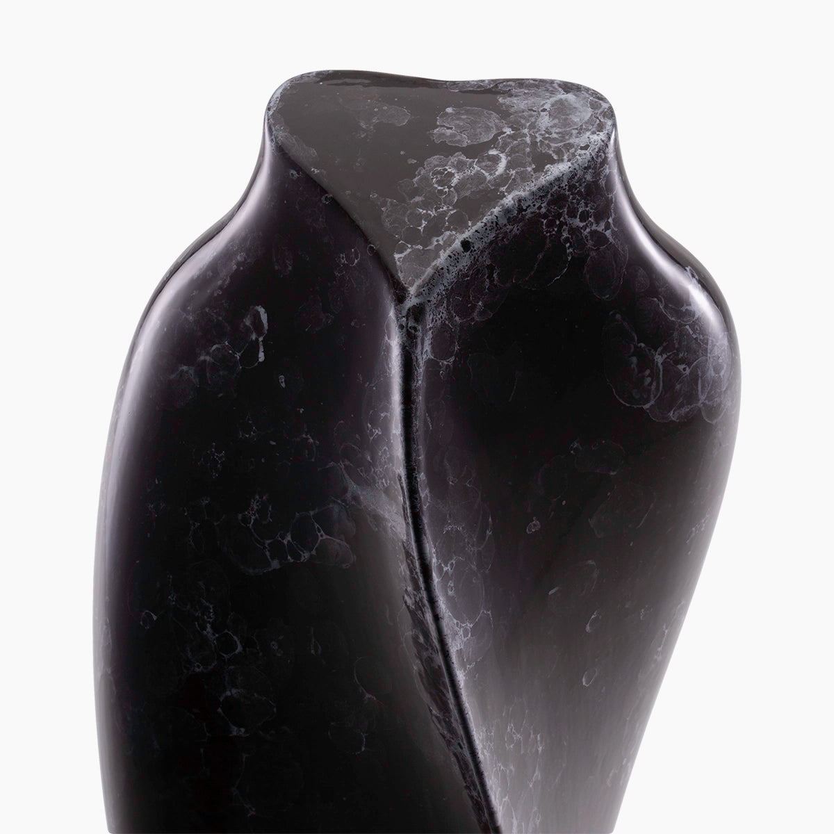 heart to heart adult cremation urn for ashes in black marble close up