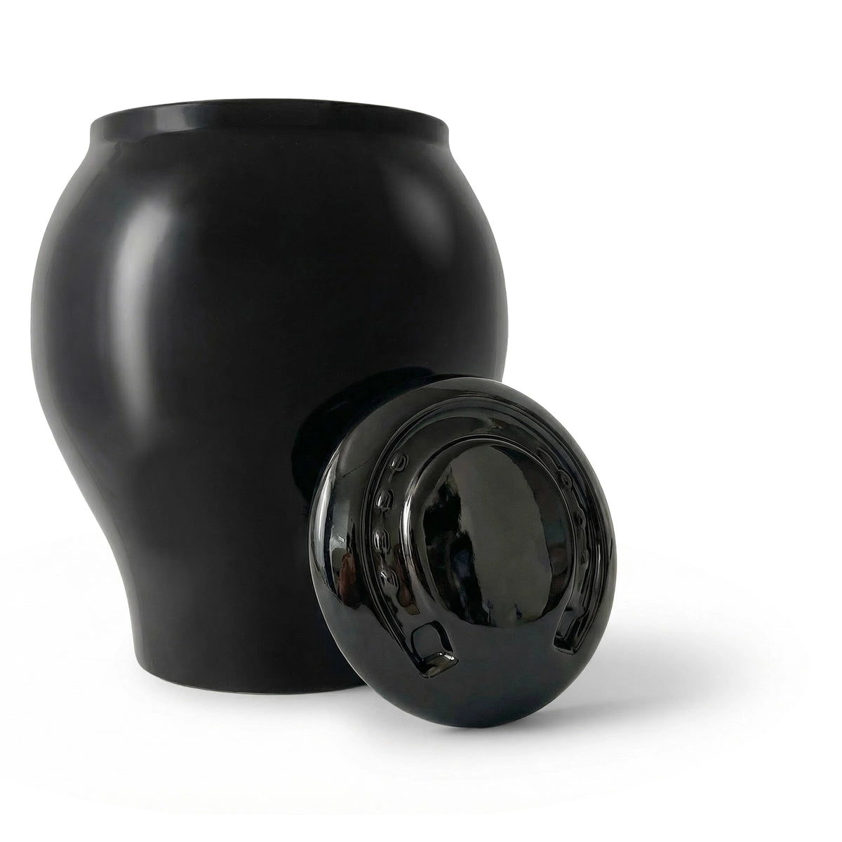 Horse Cremation Urn for Ashes in Pure Black