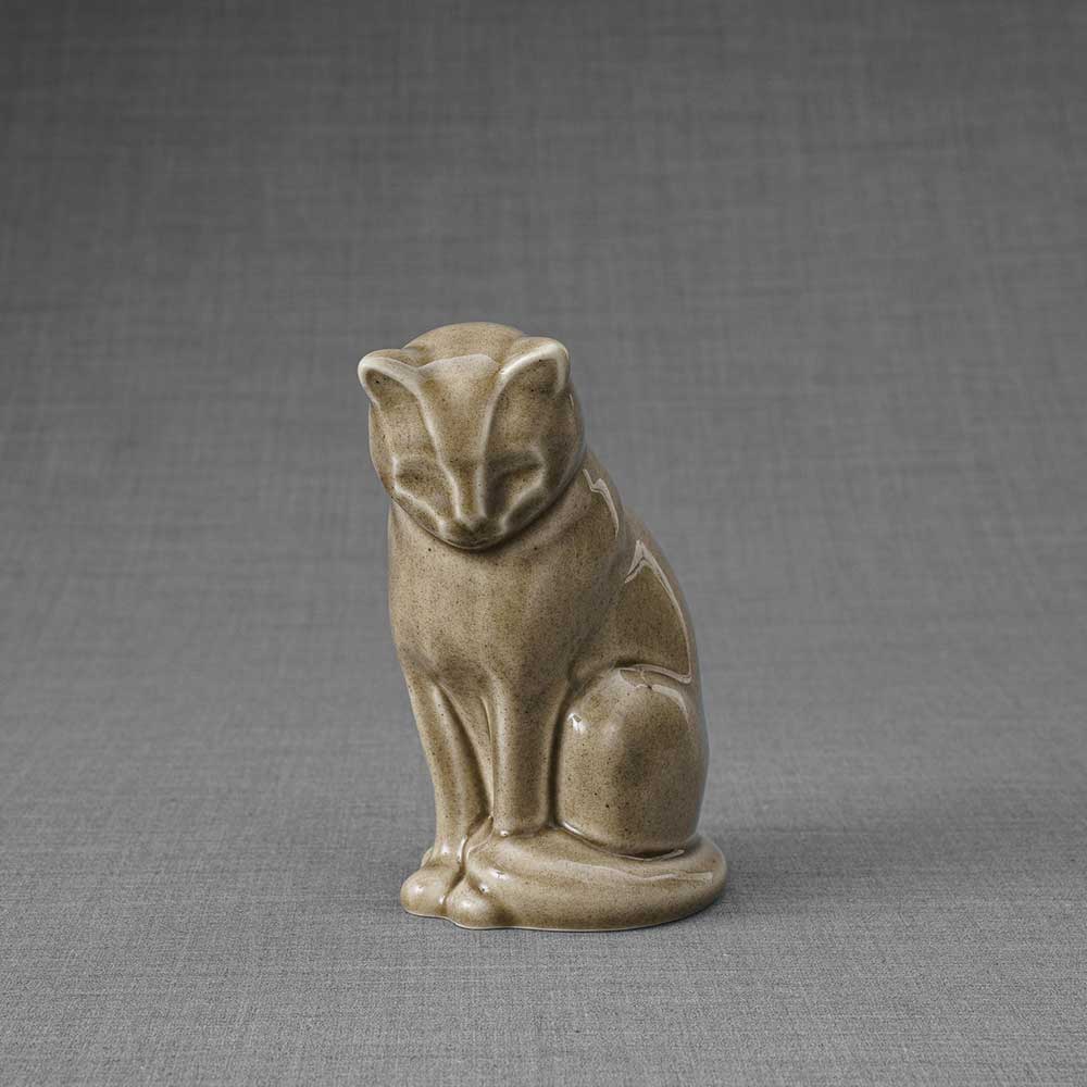 Kitten Urn For Ashes Beige Grey