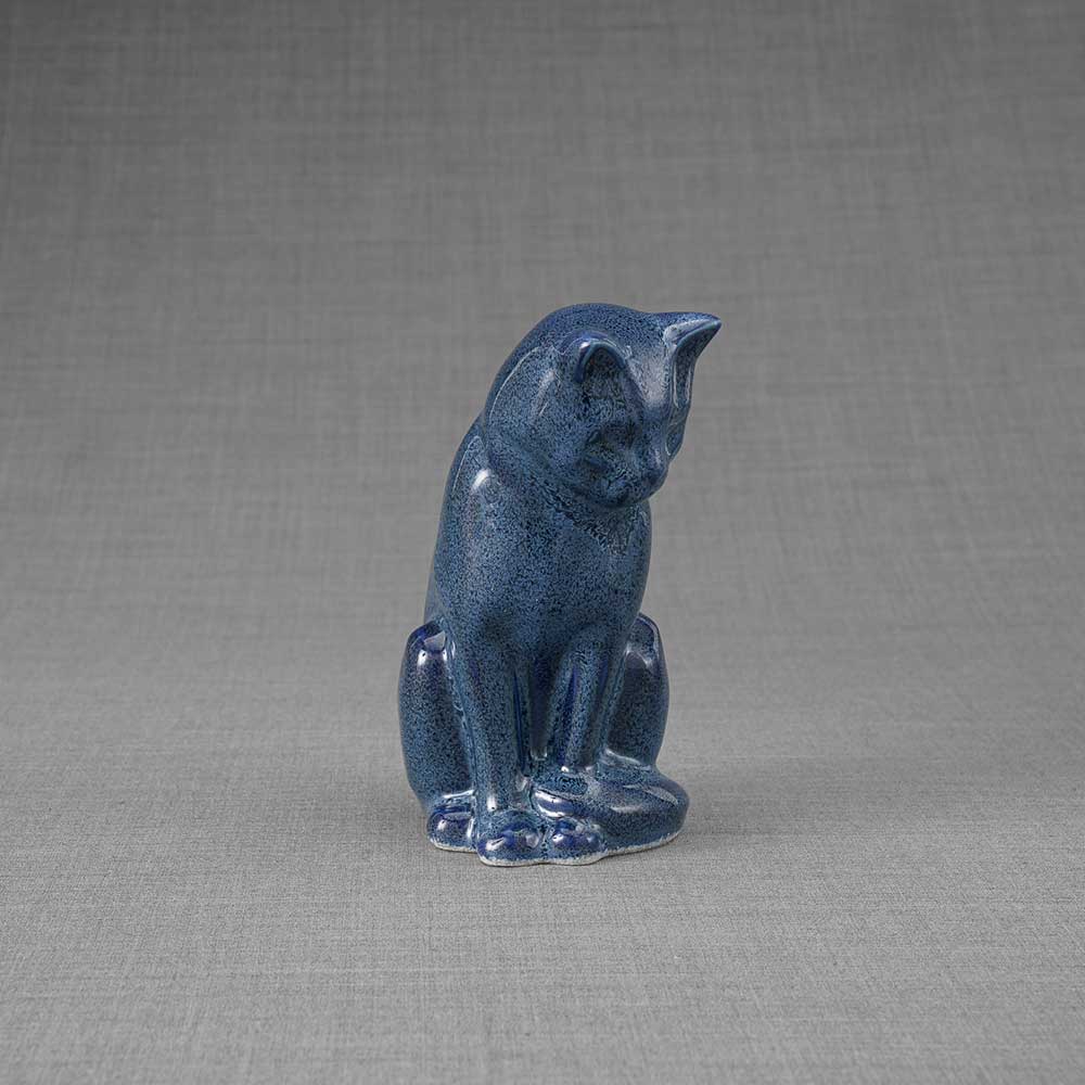 Kitten Urn For Ashes Blue Right