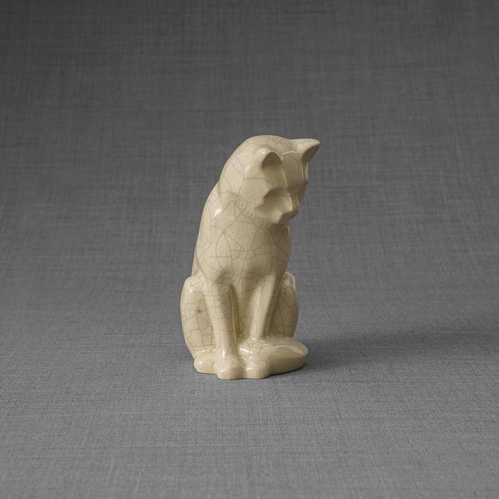 Kitten Urn For Ashes Crackle Glaze Right