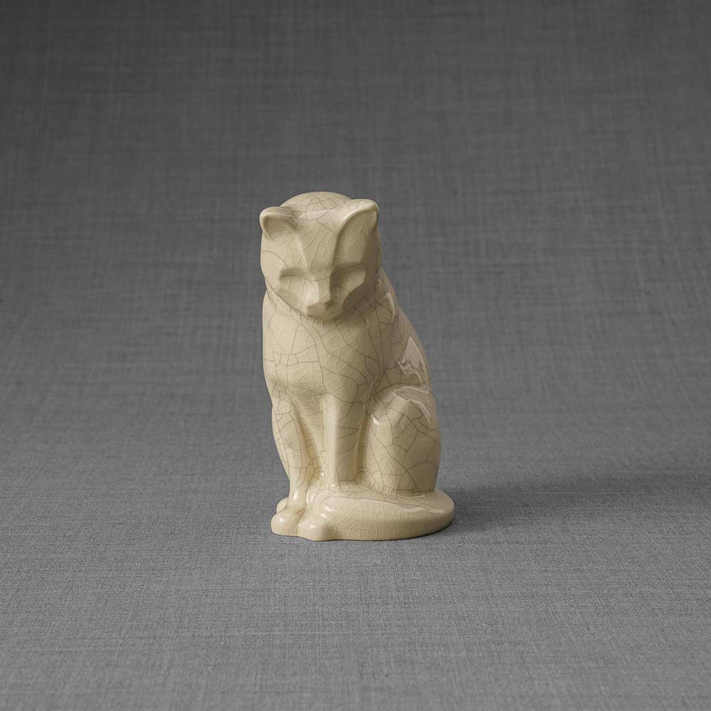 Kitten Urn For Ashes Crackle Glaze
