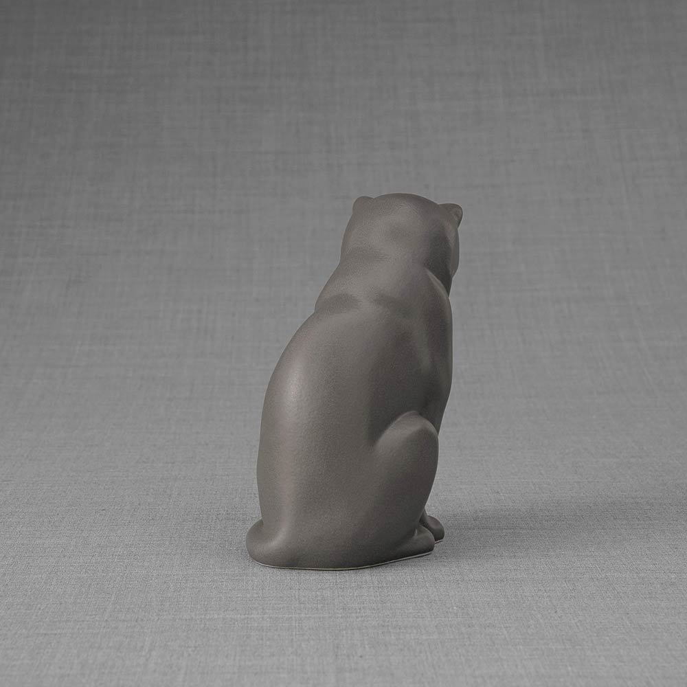 Kitten Urn For Ashes Matte Grey Back Right