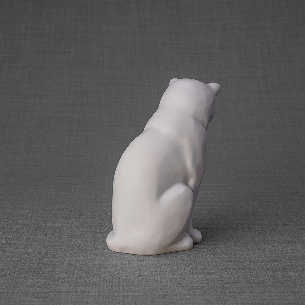 Kitten Urn For Ashes Matte White Back Right