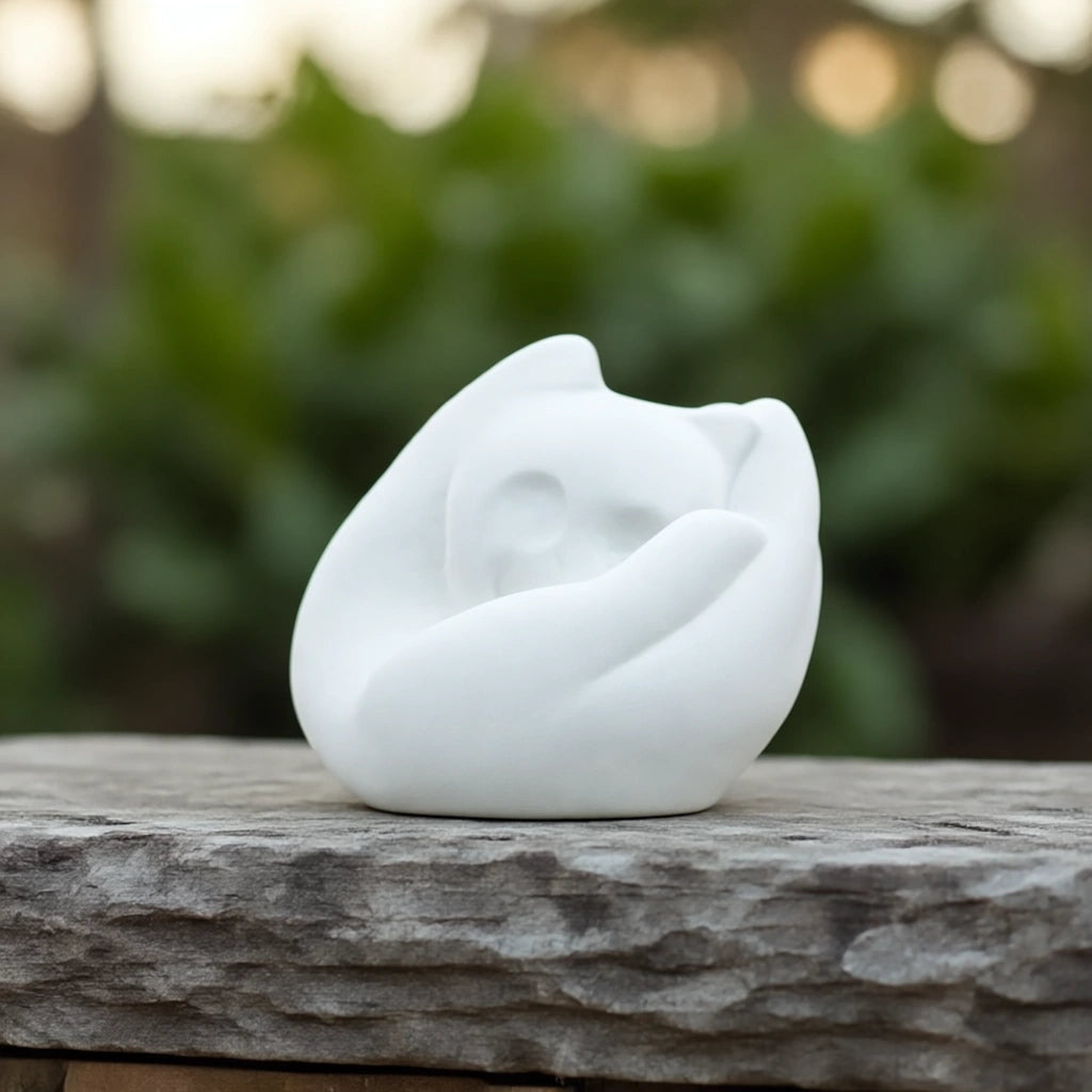 Loving Hands Cat Pet Urn for Ashes in White