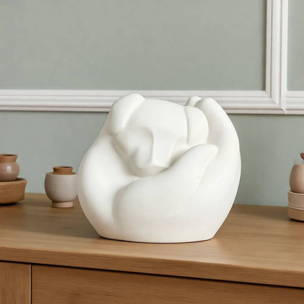 Loving Hands Dog Pet Urn for Ashes in White