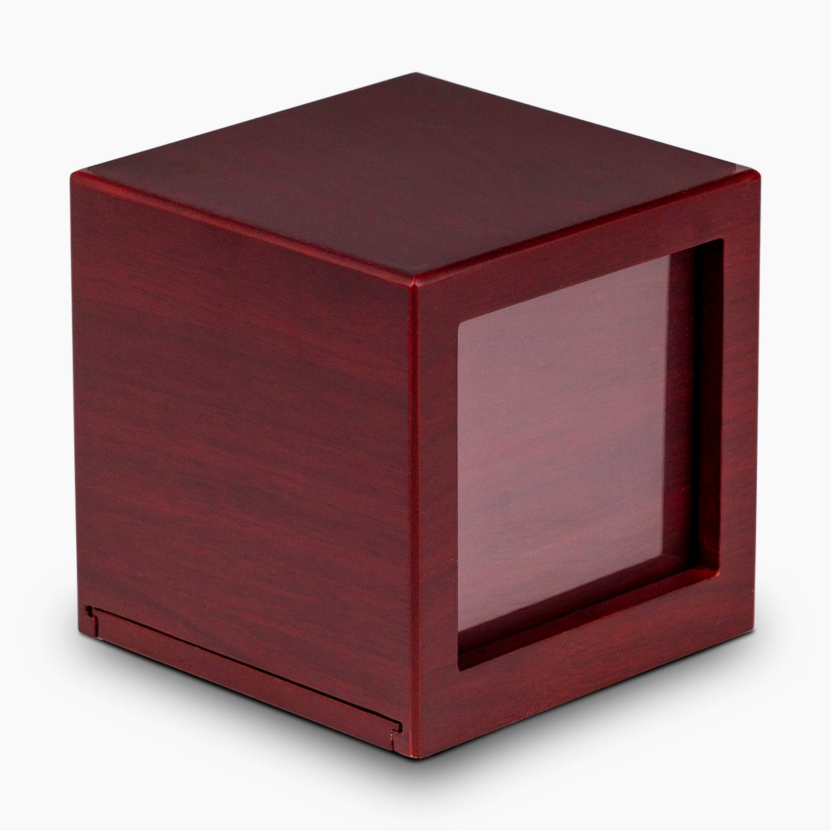 mahogany effect mdf photo cube cremation urn for ashes large side view