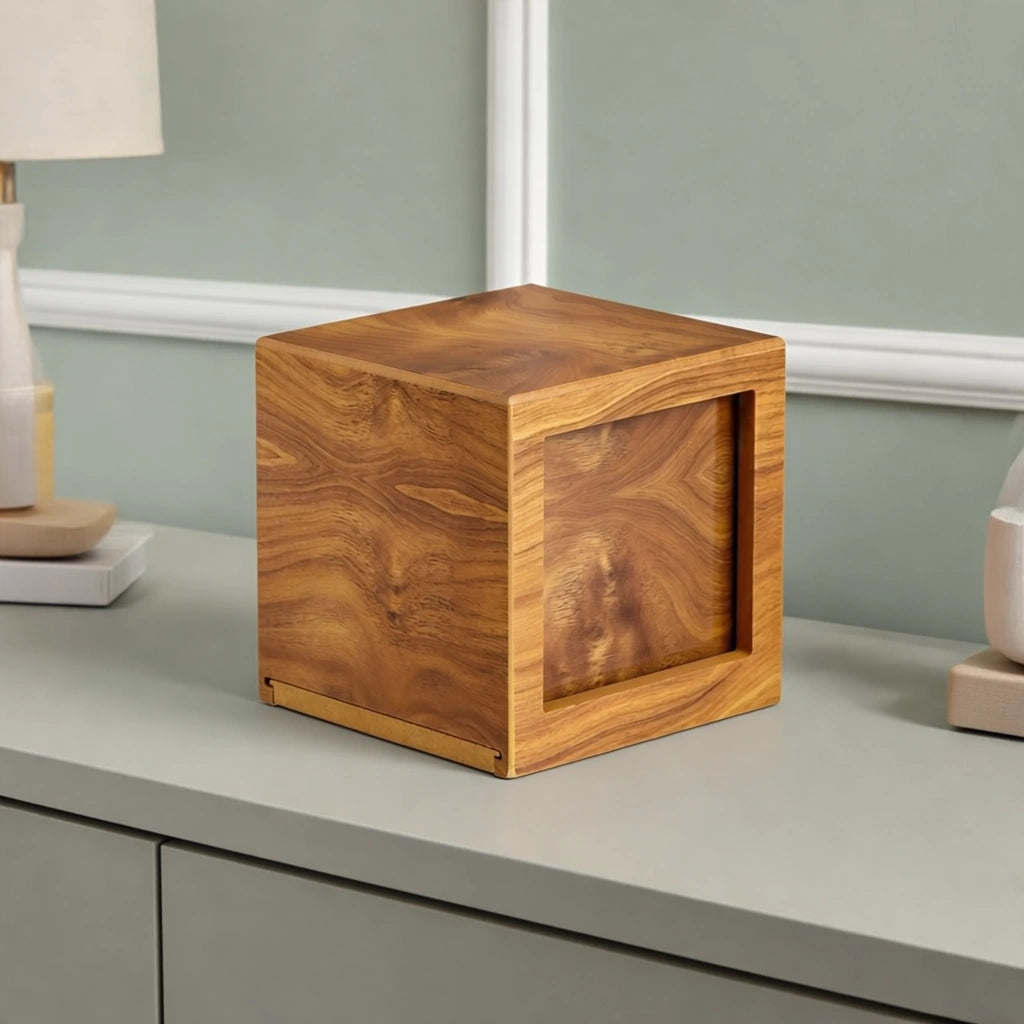 Oak Wood Effect MDF Photo Frame Adult Cremation Urn for Ashes