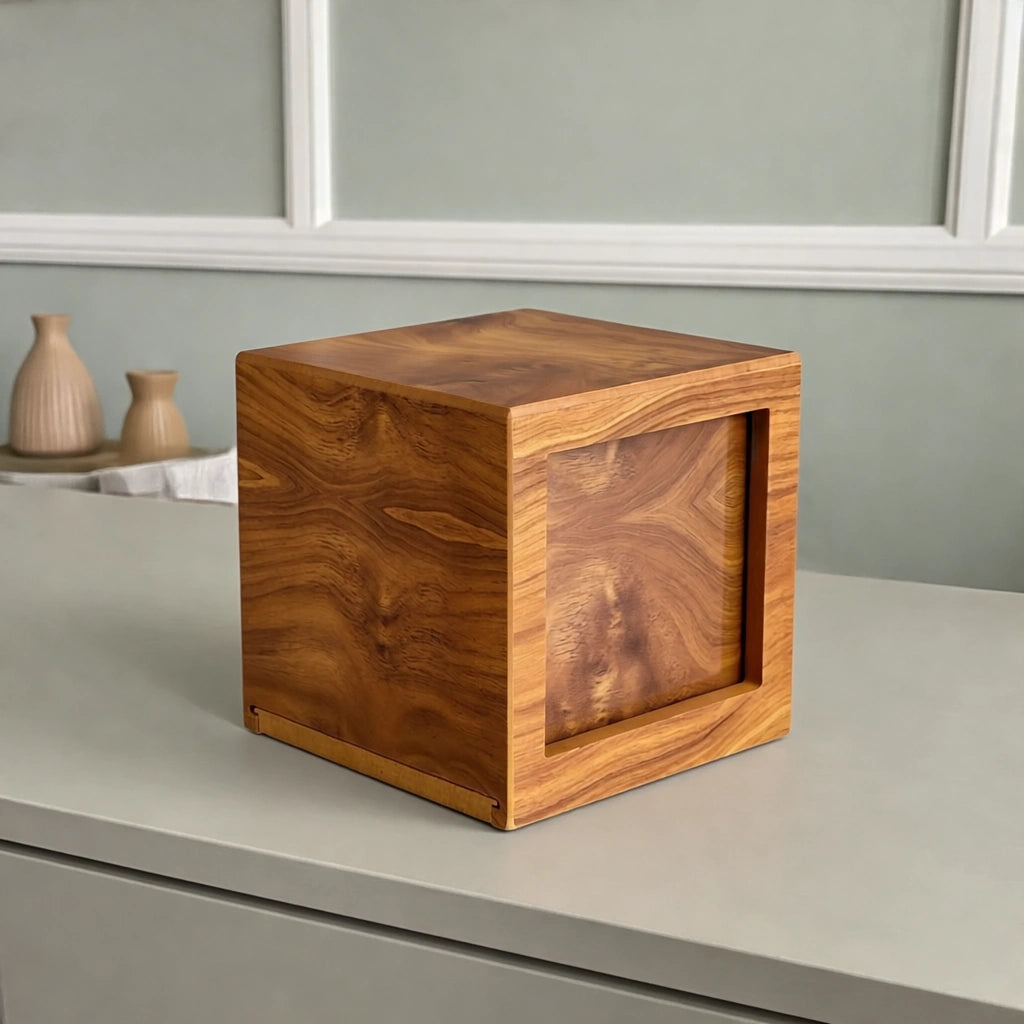 Oak Wood Effect MDF Photo Frame Adult Cremation Urn for Ashes