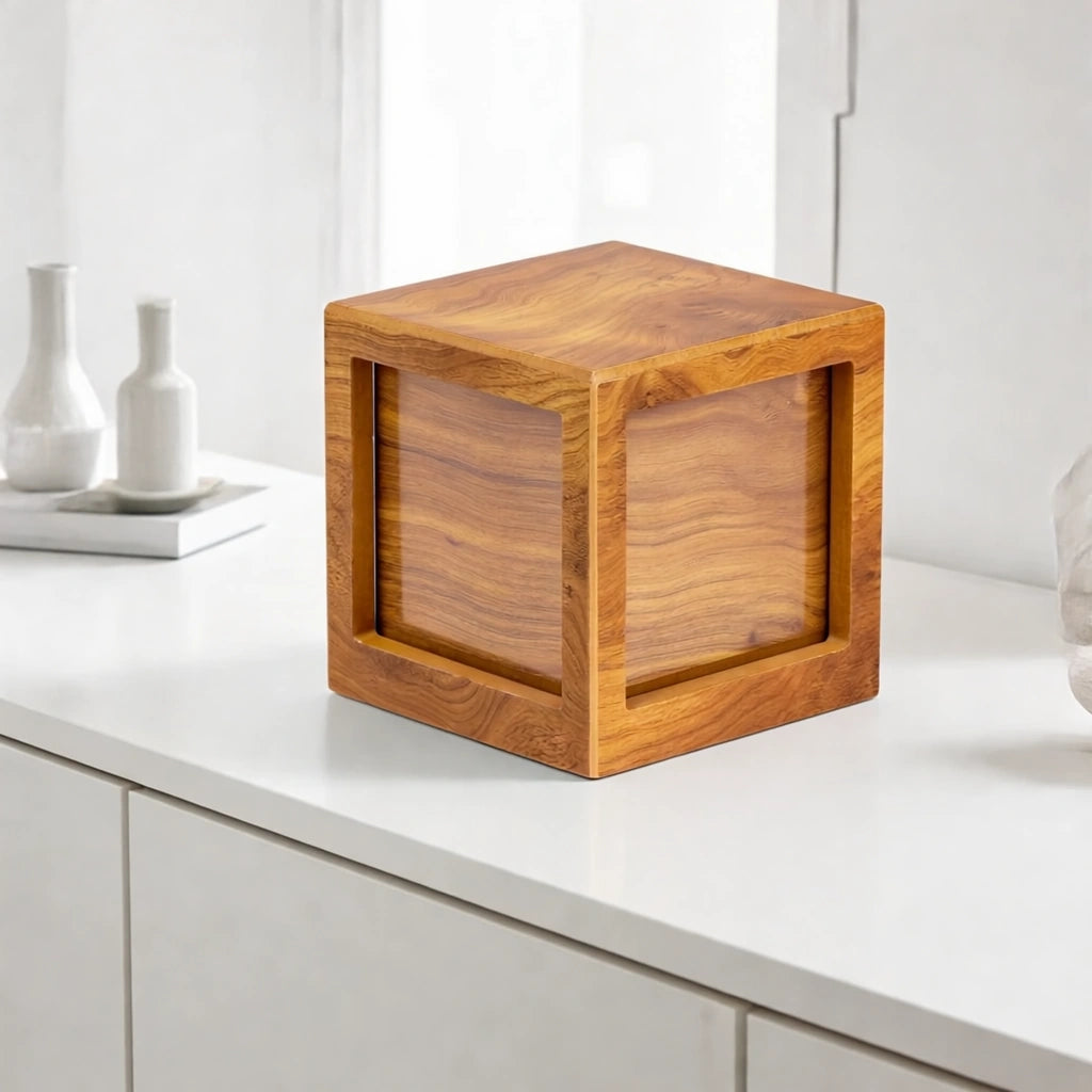 Oak Wood Effect MDF Photo Frame Medium Urn for Ashes