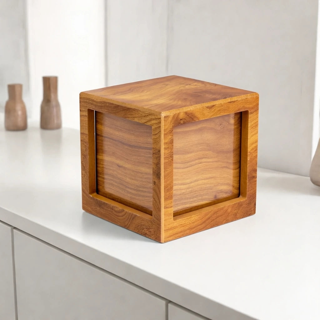 Oak Wood Effect MDF Photo Frame Medium Urn for Ashes