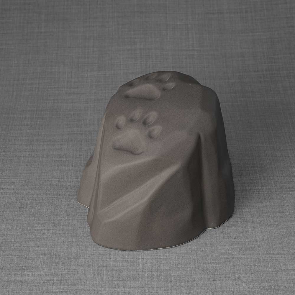 Paw Prints Dog Urn For Ashes Matte Grey Right