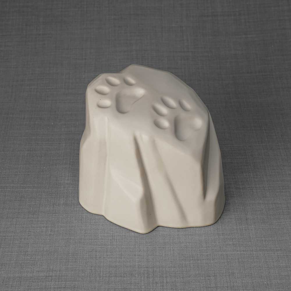 Paw Prints Dog Urn For Ashes Matte White Left