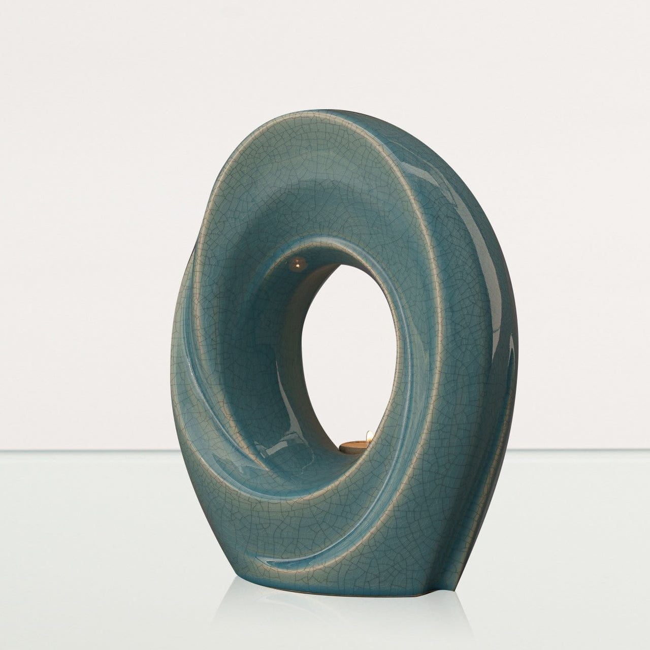 The Passage Adult Cremation Urn for Ashes in Crackle Glaze Blue
