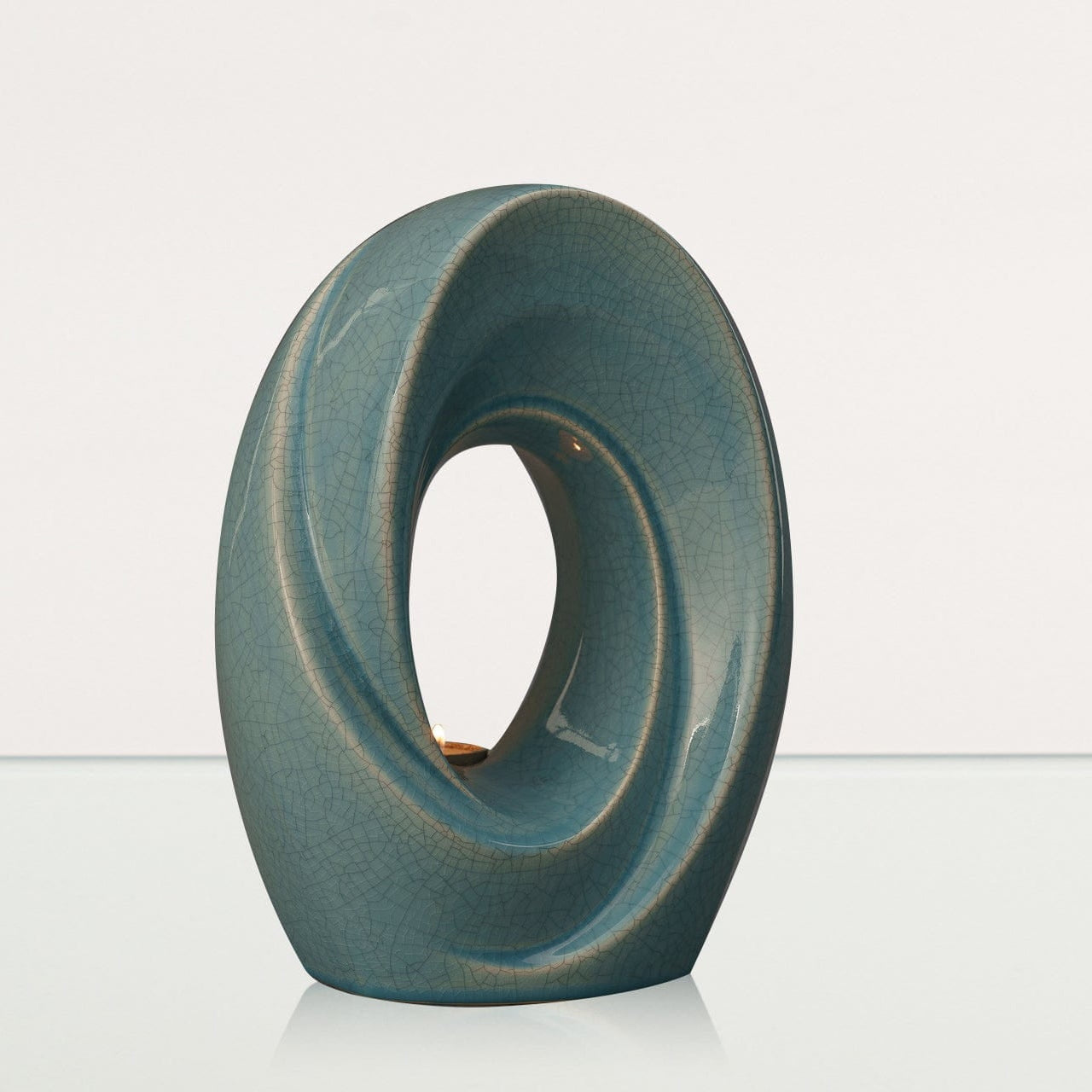 The Passage Adult Cremation Urn for Ashes in Crackle Glaze Blue