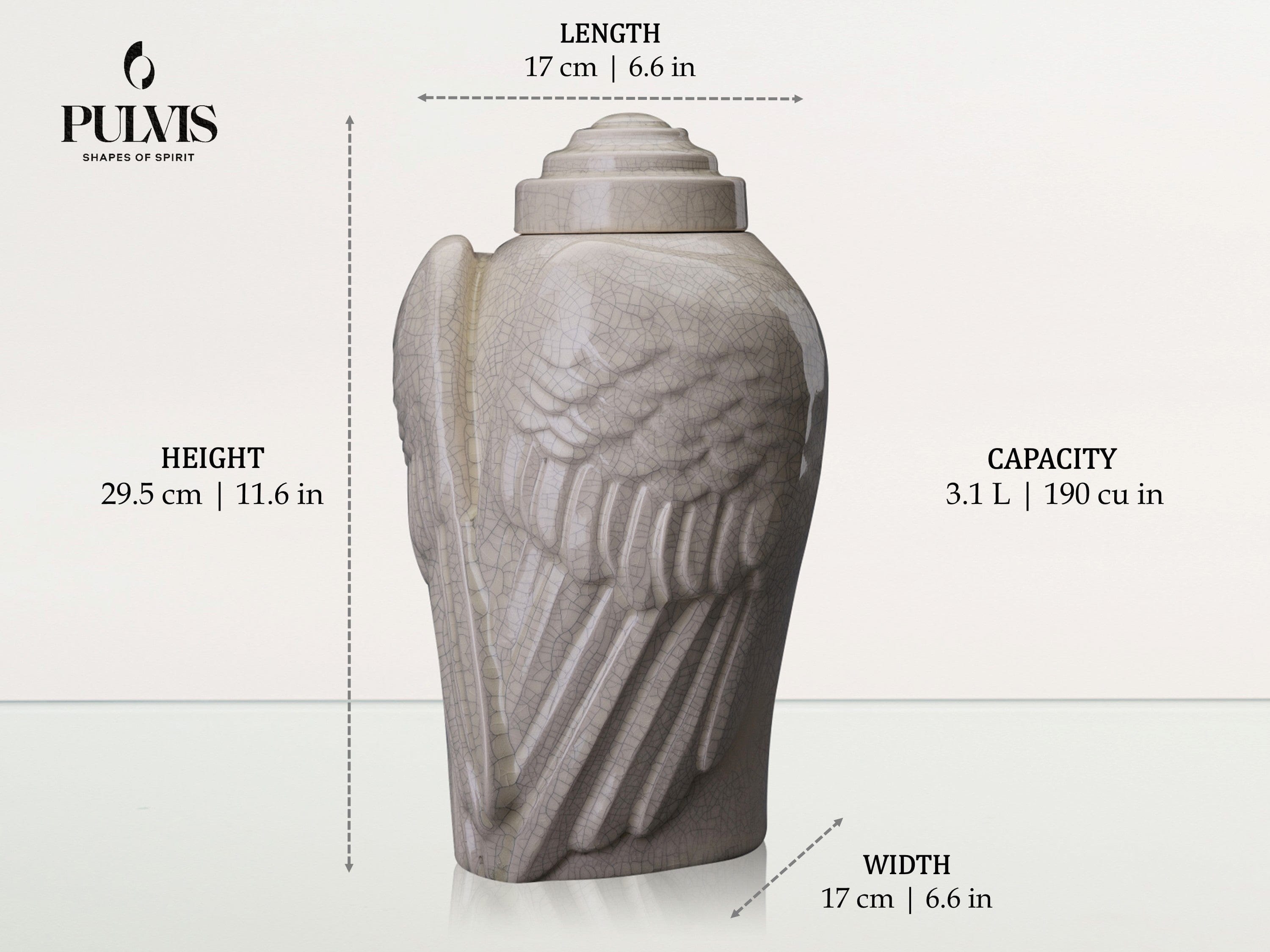 Angel Wings Adult Cremation Urn for Ashes in Black