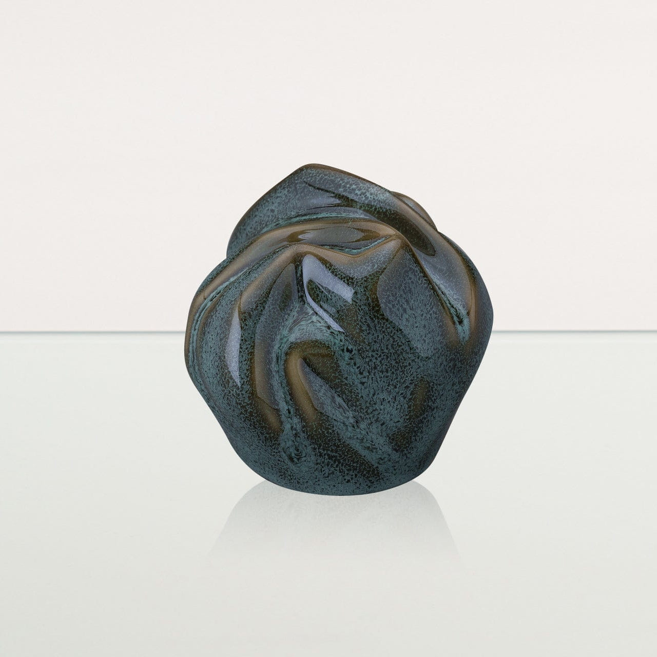 Precious Small Urn for Ashes in Oily Green