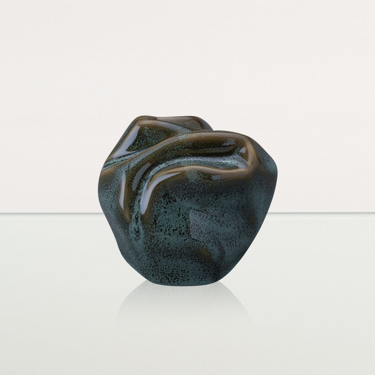 Precious Small Urn for Ashes in Oily Green