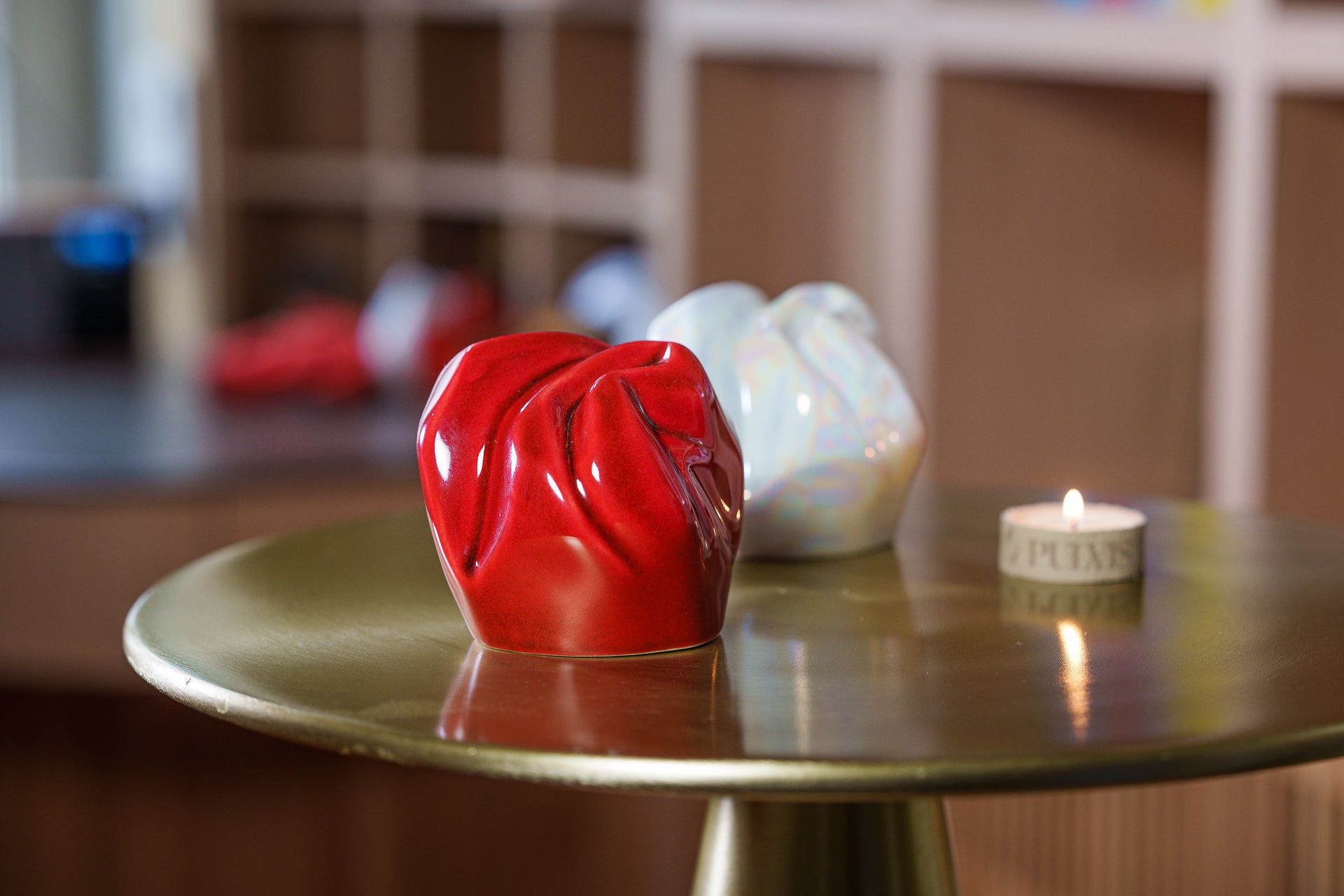 Precious Small Urn for Ashes in Red