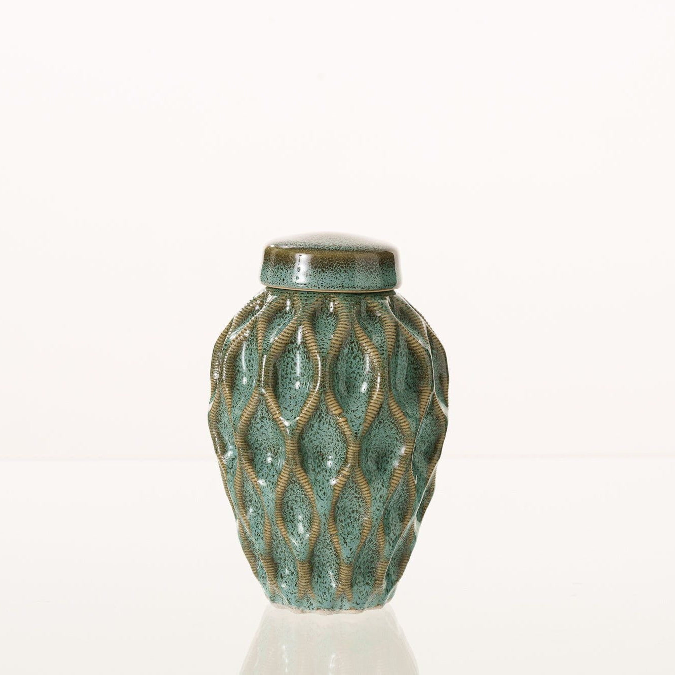 Echo Keepsake Urn for Ashes in Oily Green