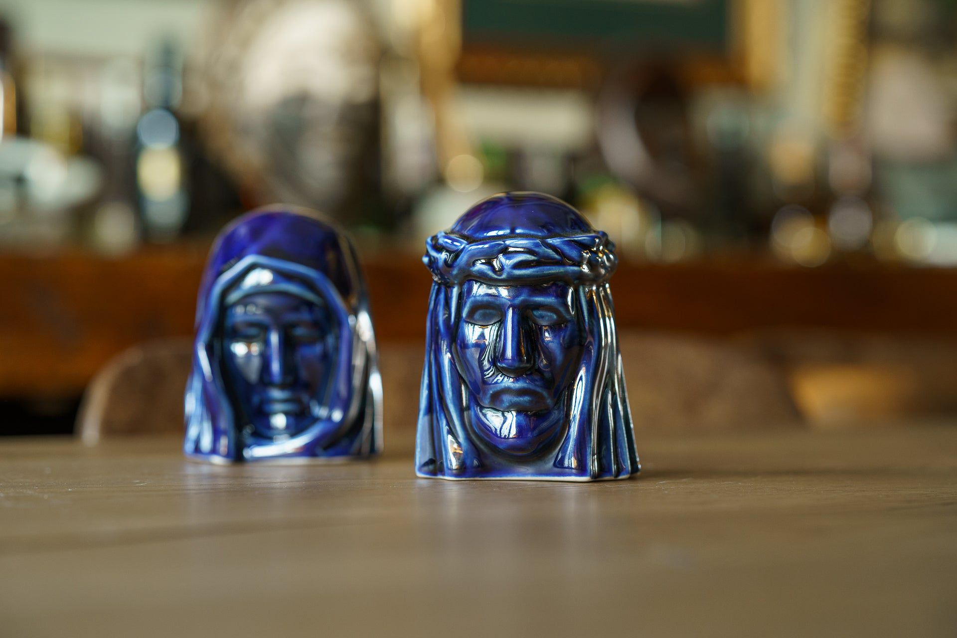 The Christ Mini Urn for Ashes in Metallic Blue